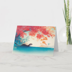 Otter Autumn Stroll Card