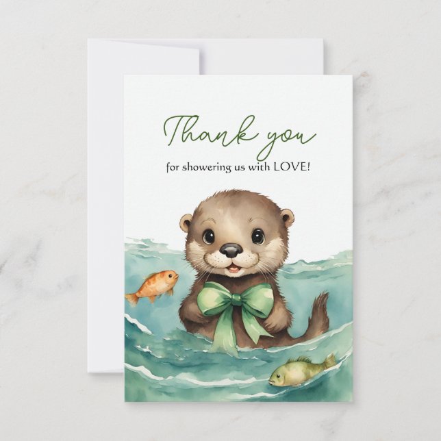 Otter Baby Gender Neutral Baby Shower Thank You (Front)