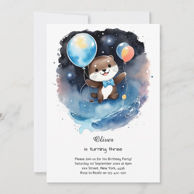 Otter Birthday Invitation (Front)