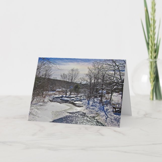 Otter Brook Winter Scene Holiday Card (Front)