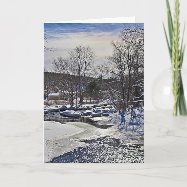 Otter Brook Winter Scene Holiday Card (Front)