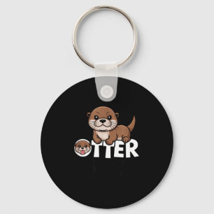 Otter Chaos Funny Animal Lover Cute Pun Sayings Qu Keychain