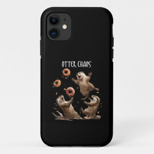 Otter Chaos Funny Bagel Fighting Sea Otters Pun An iPhone 11 Case