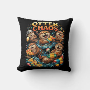 Otter Chaos Throw Pillow