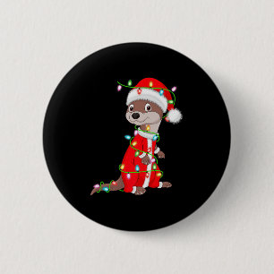 Otter Christmas Lights Santa Costume Cute Animal X 2 Inch Round Button