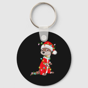 Otter Christmas Lights Santa Costume Cute Animal X Keychain