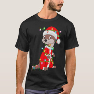 Otter Christmas Lights Santa Costume Cute Animal X T-Shirt