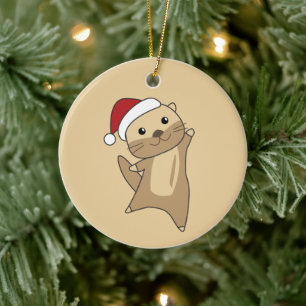 Otter Christmas Snow Winter Animals Otter Ceramic Ornament