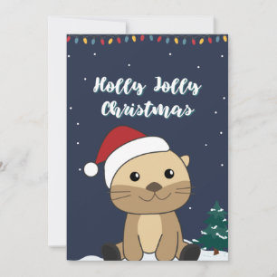 Otter Christmas Snow Winter Animals Otter Holiday Card