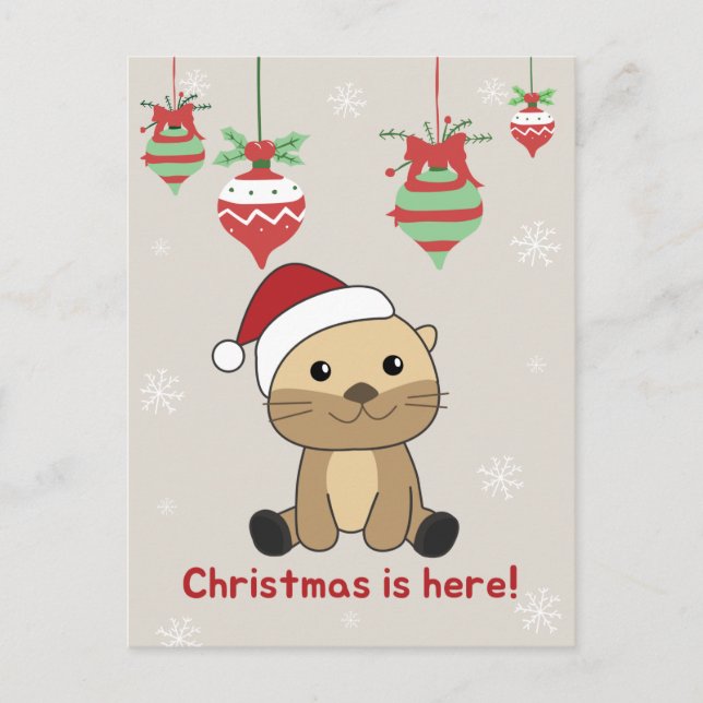 Otter Christmas Snow Winter Animals Otter Holiday  Postcard (Front)