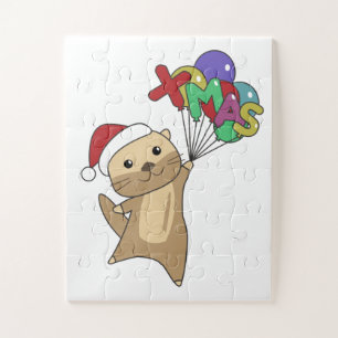 Otter Christmas Snow Winter Animals Otter Jigsaw Puzzle
