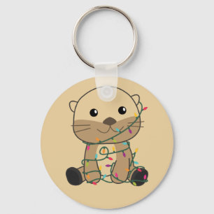 Otter Christmas Snow Winter Animals Otter Keychain