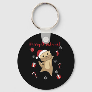 Otter Christmas Snow Winter Animals Otter Keychain