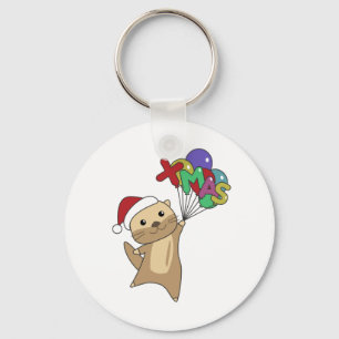 Otter Christmas Snow Winter Animals Otter Keychain