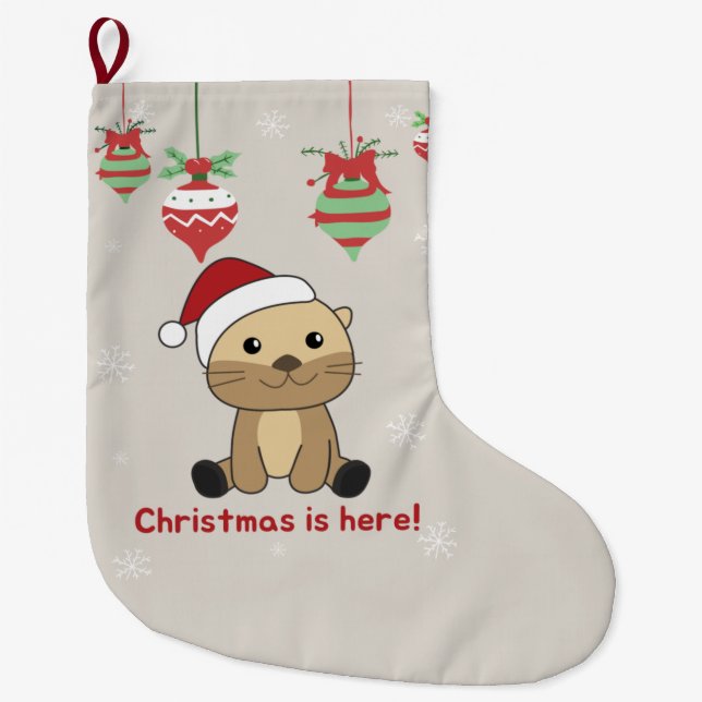 Otter Christmas Snow Winter Animals Otter Large Ch Stocking (Front)