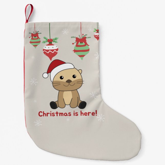 Otter Christmas Snow Winter Animals Otter Small Ch Stocking (Front)