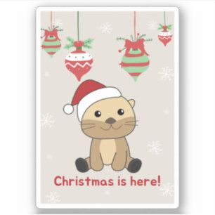 Otter Christmas Snow Winter Animals Otter Sticker