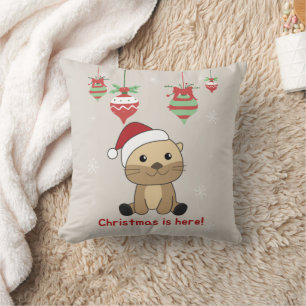 Otter Christmas Snow Winter Animals Otter Throw Pi Pillow