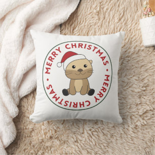 Otter Christmas Snow Winter Animals Otter Throw Pi Pillow