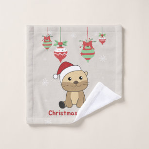 Otter Christmas Snow Winter Animals Otter Wash Clo Wash Cloth