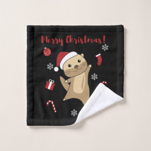 Otter Christmas Snow Winter Animals Otter Wash Cloth