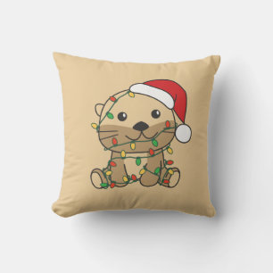 Otter Christmas Winter Animals Holiday Otters Throw Pillow