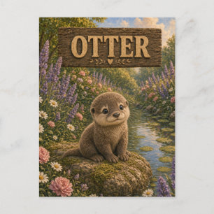 Otter Cute Baby Storybook Nursery Animal Postcard