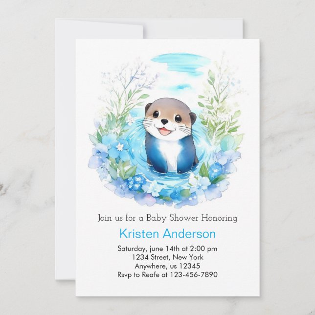 Otter Dreamscape Boy Baby Shower Invitation (Front)