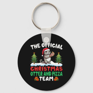 Otter Eating Zza Santa Hat Xmas Light Christmas T Keychain