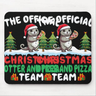 Otter Eating Zza Santa Hat Xmas Light Christmas T  Mouse Pad