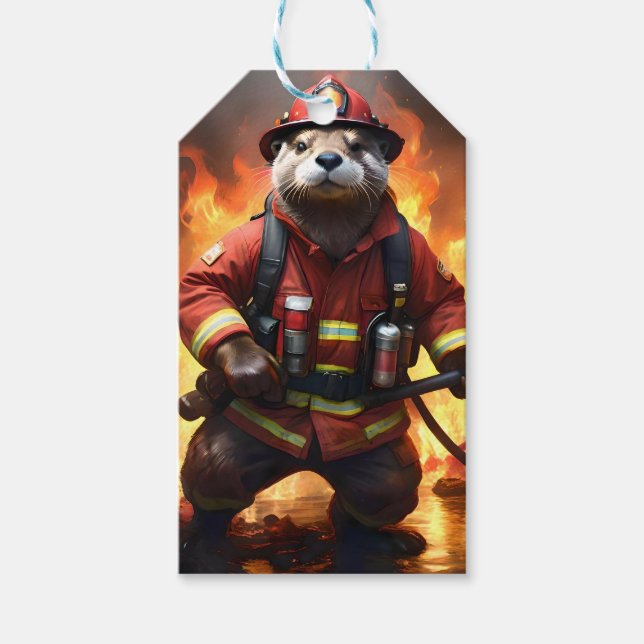 Otter Firefighter, Gift Tags (Front)