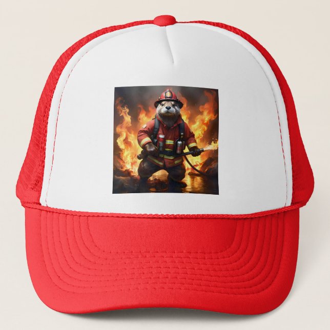 Otter Firefighter, Trucker Hat (Front)