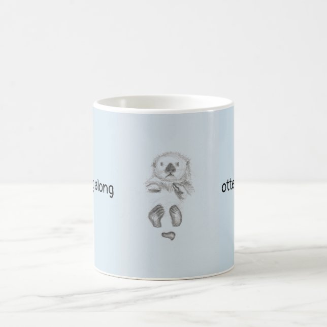 Otter floating in water coffee mug (Center)