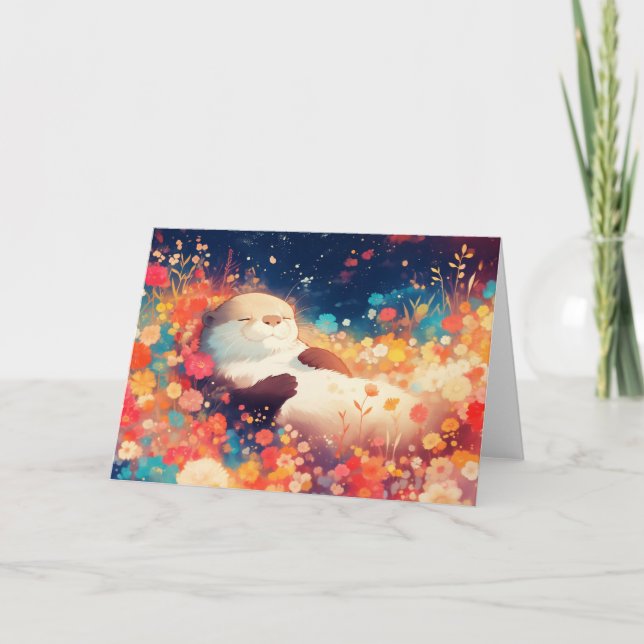 Otter Floral Hideaway Card (Front)