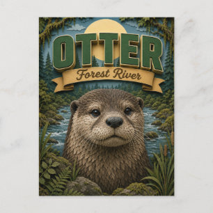 Otter Forest River Popcut Postcard