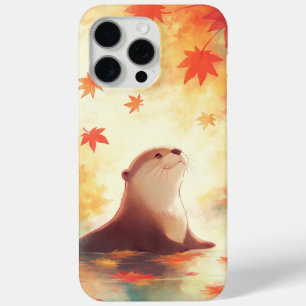 Otter Gaze Beneath Falling Leaves iPhone 15 Pro Max Case