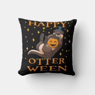 Otter Gift   Happy Otter Cute Sea Otter Halloween Throw Pillow