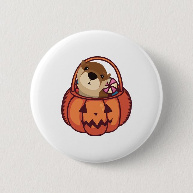 Otter Halloween 2 Inch Round Button (Front)