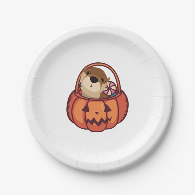 Otter Halloween Paper Plate (Front)