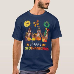 Otter Halloween Pup Christmas Happy Hallothanksmas T-Shirt