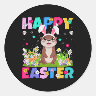 Otter Happy Easter Egg Hunt Bunny Ear Otter Easter Classic Round Sticker