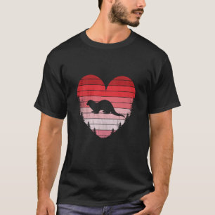 Otter Heart Love Valentines Day Vintage Retro Suns T-Shirt