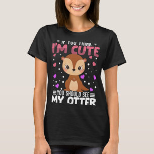 Otter Heart Valentine's Day Animal For Womens Kids T-Shirt