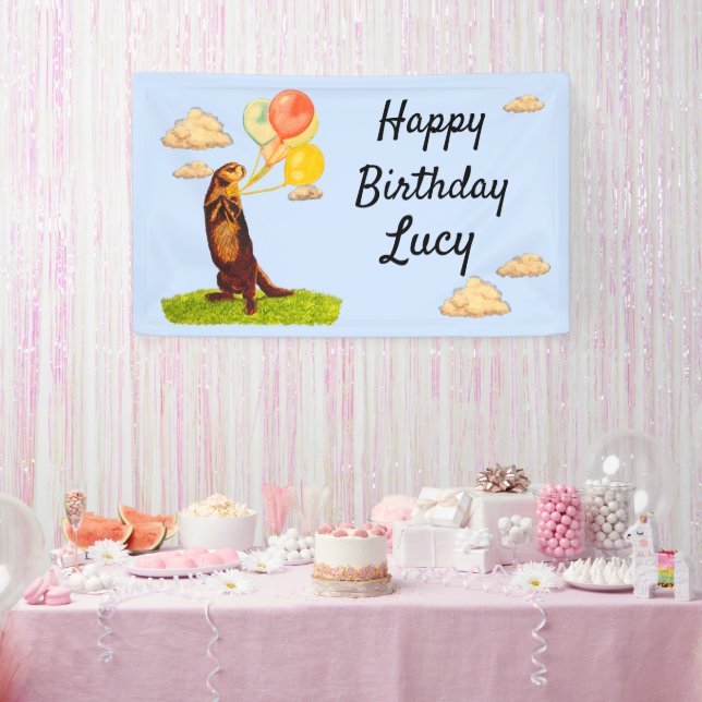Otter Holding Party Balloons  Banner (Party)