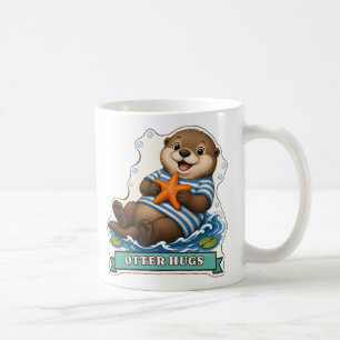 Otter Hugs Floating Otter Hugging a Starfish Coffee Mug