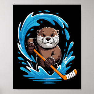 Otter Ice Hockey Player Stick Goalkeeper Poster