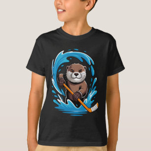Otter Ice Hockey Player Stick Goalkeeper T-Shirt
