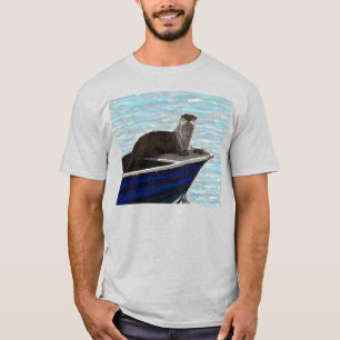 Otter in a Boat Painting T-Shirt
