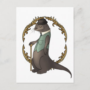 Otter in a Waistcoat and Bowler Hat Postcard