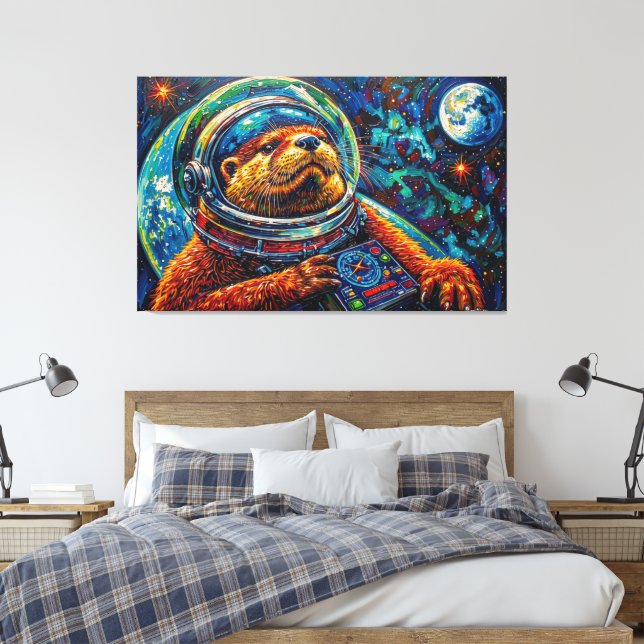 OTTER IN SPACE-5 CANVAS PRINT (Insitu(Bedroom))